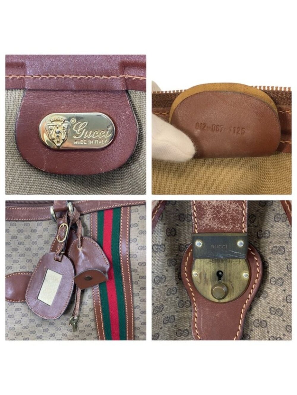 Gucci Vintage Micro GG Sherry Line Brown Boston Bag - Picture 3 of 9